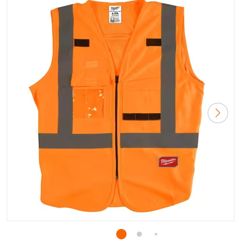Large/X-Large Orange Class 2 High Visibility Safety Vest with 10 Pockets